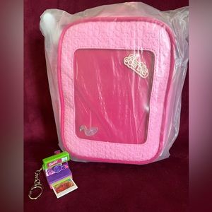 NWT Barbie Allover Print Pin Display Crossbody Bag and Barbie Polaroid Keychain